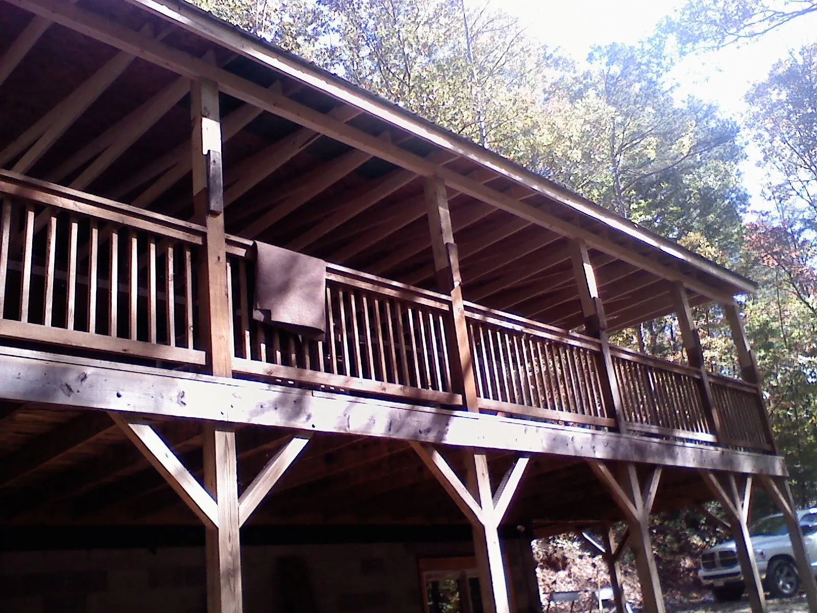 Timber framing under a new elevated porch and deck — Roof Leak Repair in Clymer by Roofing Brothers